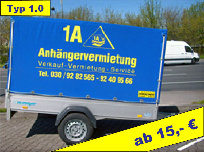 Anhängertyp 1.0 / 750kg / mit Plane ab 13,-€