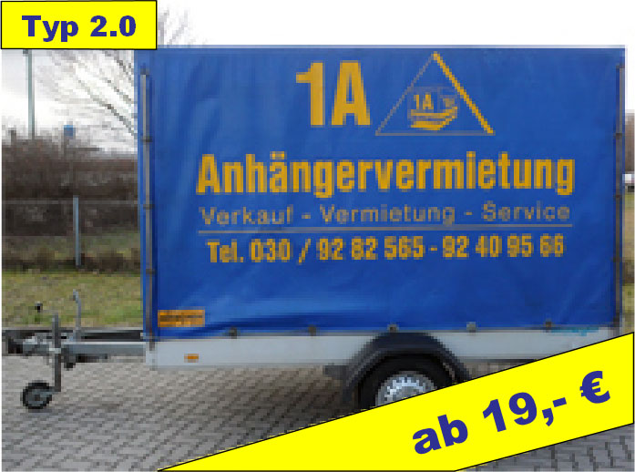 Anhängertyp 2.0 / 1300kg / mit Plane ab 17,-€