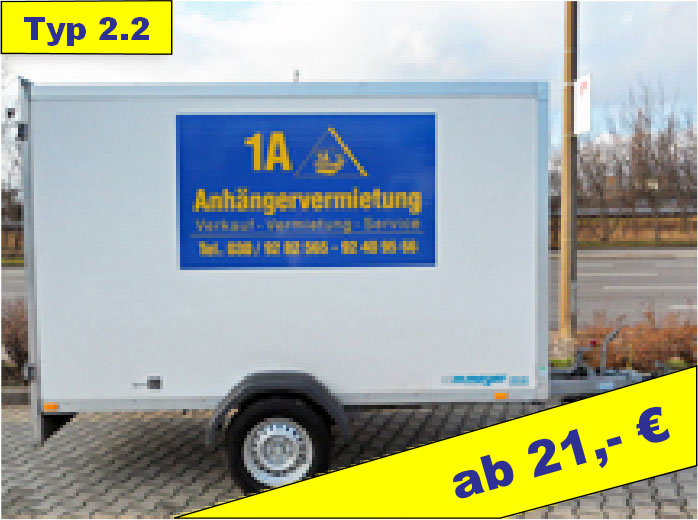 Anhängertyp 2.2 / 1300kg / Thermokoffer ab 21,-€