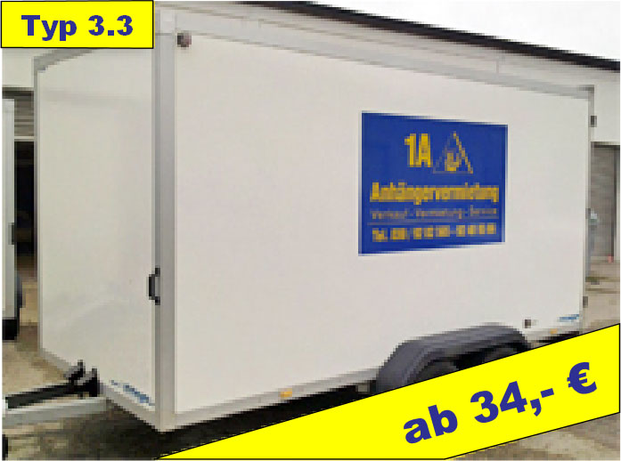 Anhängertyp 3.3 / 2700kg / Möbelkofferanhänger ab 34,-€
